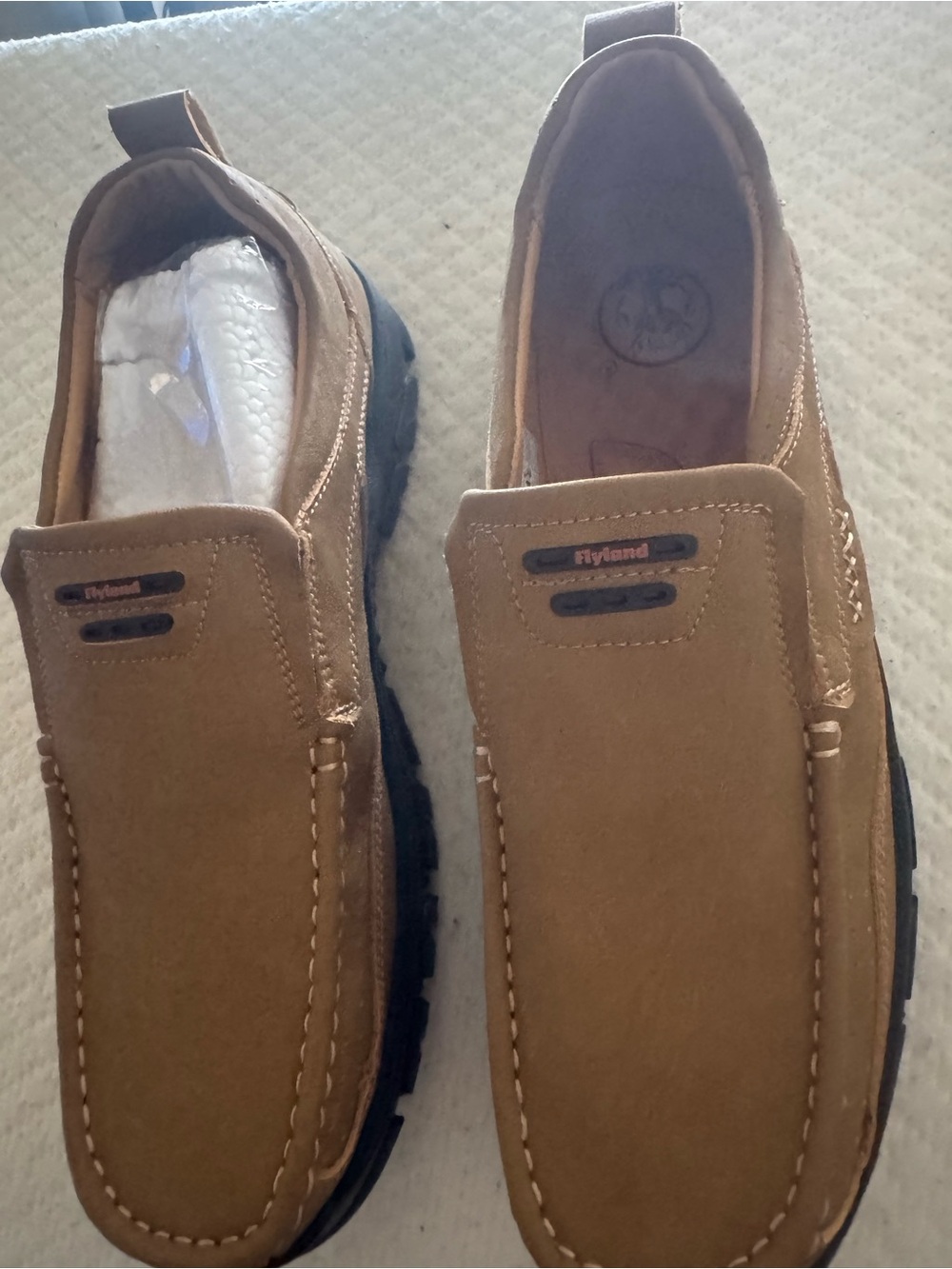 Flyland outdoor leather non-slip breathable loafers casual hiking shoes Size 47
